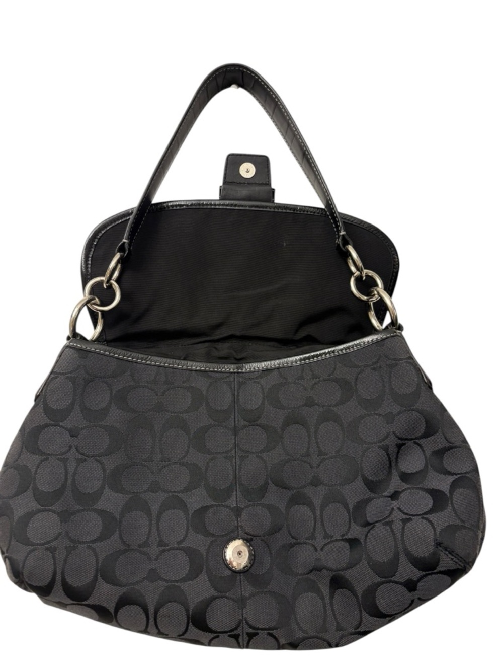 Coach Y2K Signature Flap Hobo/Shoulder Bag. F17093. Black/Silver-Tone Hardware. - Picture 2 of 10